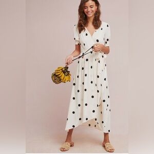 Maeve Anthropologie Breanna Polka Dot Wrap Dress